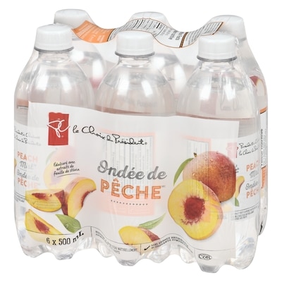 Boisson à base d'eau naturellement aromatisée aux fruits, ondée de pêche
