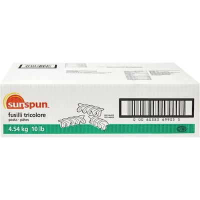 Sunspun Pâtes fusilli tricolore 4.54 kg, 0,37 $/100g