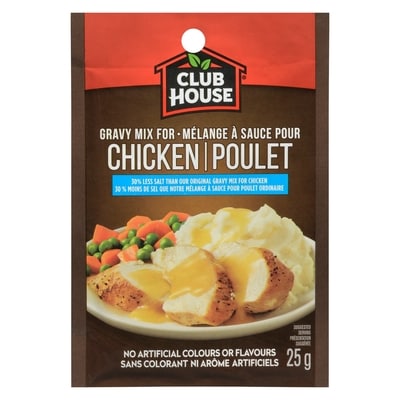 Club House Chicken, 25% Less Salt Gravy Mix 25 g, $4.00/100g
