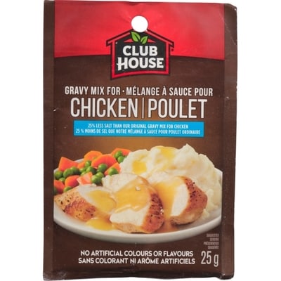 Club House Chicken, 25% Less Salt Gravy Mix 25 g, $9.96/100g