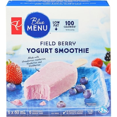 PC Menu Bleu Barres glacées au smoothie au yogourt aux fruits des champs 6x80.0 ml, 1,46 $/100ml