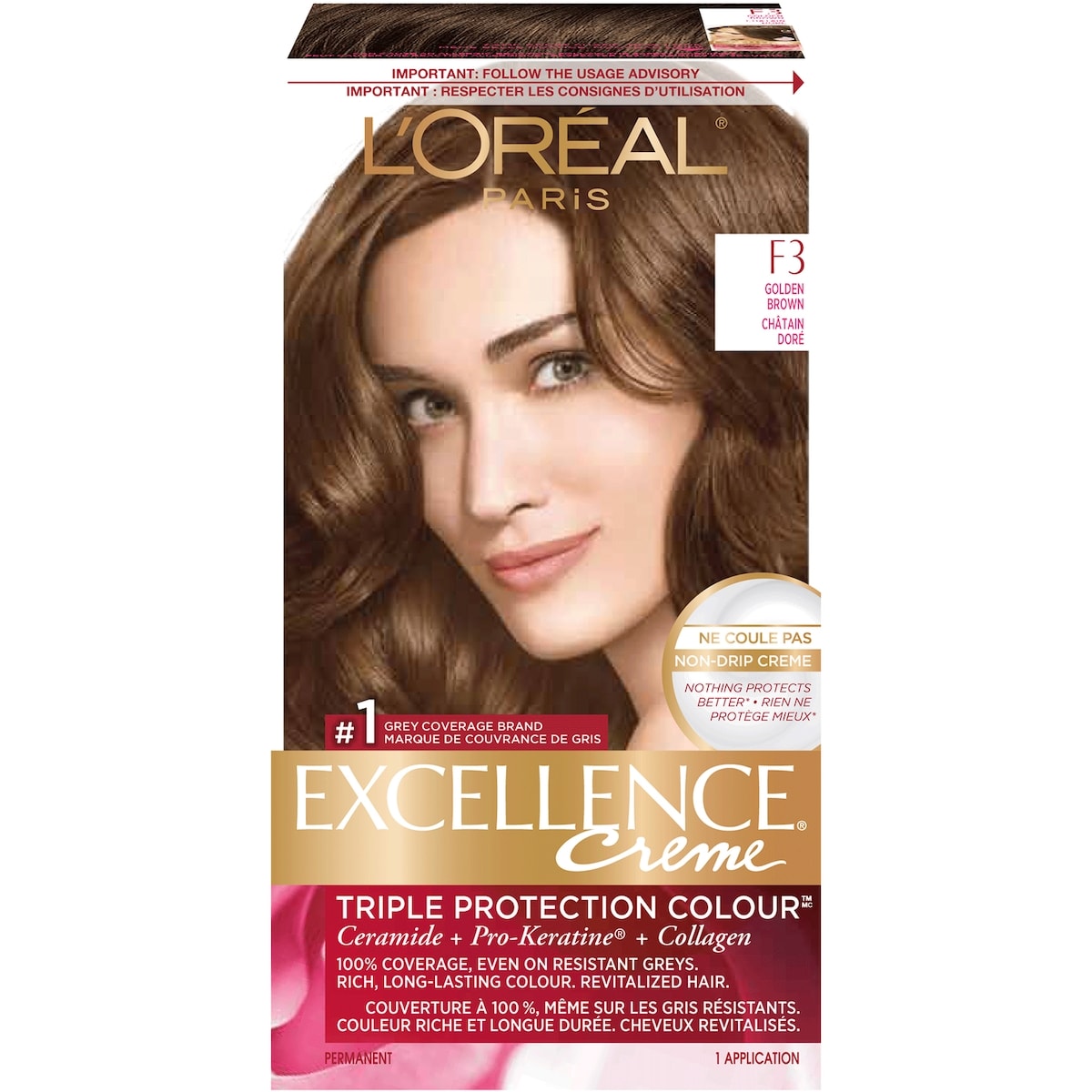 L’Oréal Colorant F3 châtain doré Excellence Crème 1 ea, 11,99 $/1ch