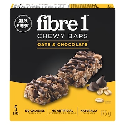 Fibre 1 Chewy Bars, Oats & Chocolate 175 g, $2.00/100g