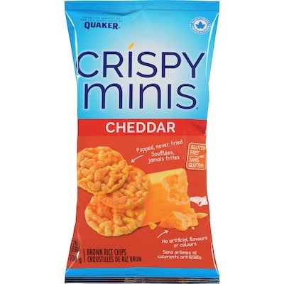 Quaker Crispy Minis Croustilles de riz brun Saveur Cheddar 100 g, 3,50 $/100g