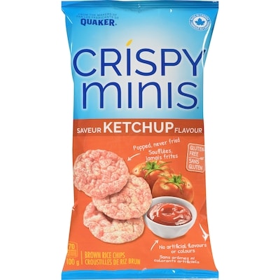 Quaker Crispy Minis Ketchup flavour brown rice chips 100 g, $3.79/100g