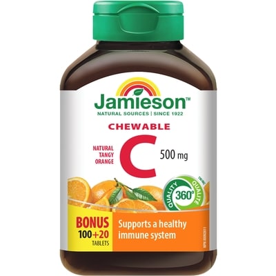 Jamieson Chewable Vitamin C 500 mg Natural Tangy Orange Flavour 120 ea, $0.08/1ea