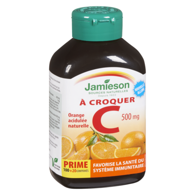 Comprimés à croquer de vitamine C à l’orange acidulée naturelle de, 500 mg