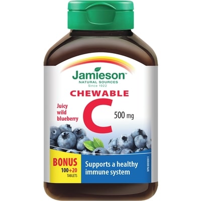 Jamieson Chewable Vitamin C 500 mg Wild Blueberry Flavour 120 ea, $0.08/1ea