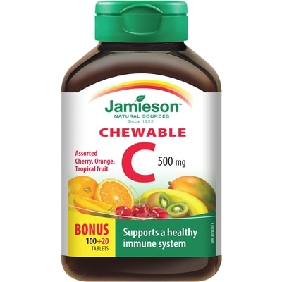 Jamieson Chewable Vitamin C 500 mg Mixed 3 Flavours 120 ea, $0.08/1ea