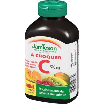 Vitamine C à croquer 500 mg - 3 saveurs assorties