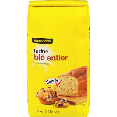 Sans Nom Farine de blé entier 2.5 kg, 0,12 $/100g