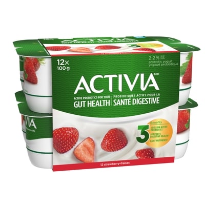 Activia Yogourt probiotique, saveur fraise, (emballage de 12) 12x100.0 g, 0,63 $/100g