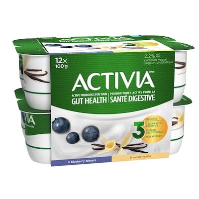 Activia Probiotic Yogurt, Vanilla/Blueberry 12x100.0 g, $0.54/100g