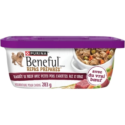 Purina Beneful  ragoût de bœuf avec petits pois, carottes, riz et orge, nourriture humide pour chiens 283 g, 1,23 $/100g