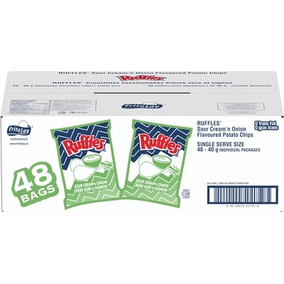 Ruffles Potato Chips, Sour Cream & Onion, Vending Chips 48x40.0 g, $2.19/100g