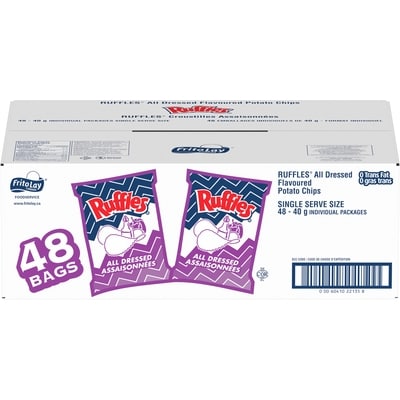 Ruffles Potato Chips, All Dressed, Vending Chips 48x40.0 g, $2.19/100g