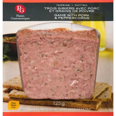 Plaisirs Gastronomiques Terrine de trois gibiers avec porc et grains de poivre 125 g, 5,19 $/100g