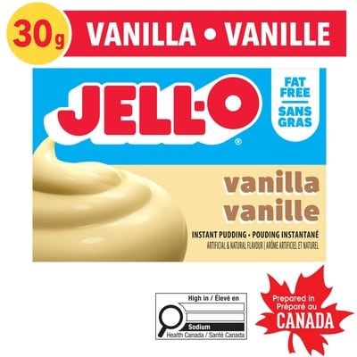 Jell-O Fat Free Vanilla Instant Pudding Mix 30 g, $8.30/100g