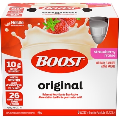 Nestle Health Science Boost Original Strawberry Meal Replacement Drink, 6-Pack 6x237.0 ml, $0.91/100ml