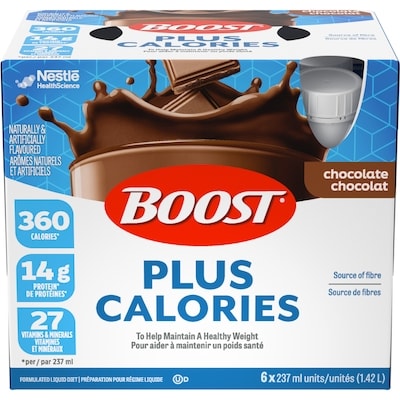Nestle Health Science Boost Plus Calories Chocolate Formulated Liquid  Drink, 6-Pack 6x237.0 ml, $0.93/100ml