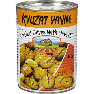 Kvuzat Yavne Kosher Green Cracked Olives 540 g, $1.11/100g