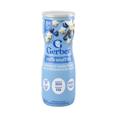 Nestlé Gerber Soufflés saveur Bleuet et vanille, collation, 8 mois et plus 42 g, 9,50 $/100g
