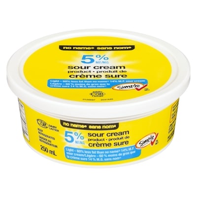 Sans Nom Crème sure légère 5 % M.G. 250 ml, 0,92 $/100ml