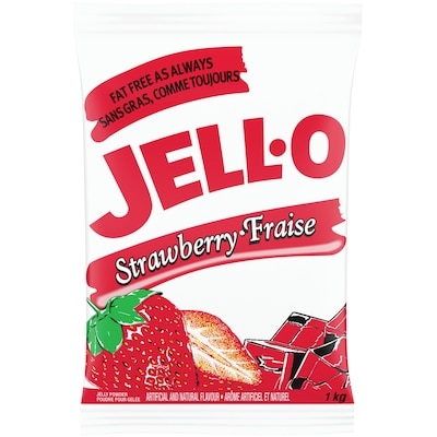 Jell-O Poudre pour gelée fraise 1 kg, 1,30 $/100g