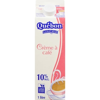 QUÉBON Crème à café 10 % 1 l, 0,55 $/100ml