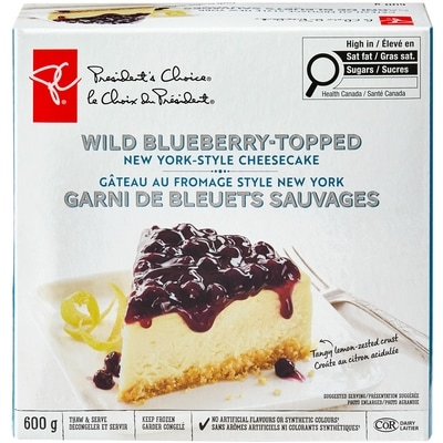 le Choix du Président Gâteau au fromage style New York garni de bleuets sauvages 600 g, 2,17 $/100g