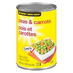 Sans Nom Pois et carottes 398 ml, 0,35 $/100ml