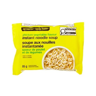 Sans Nom Soupe de nouilles instantanée à saveur de poulet et de légumes 24x85.0 g, 0,39 $/100g