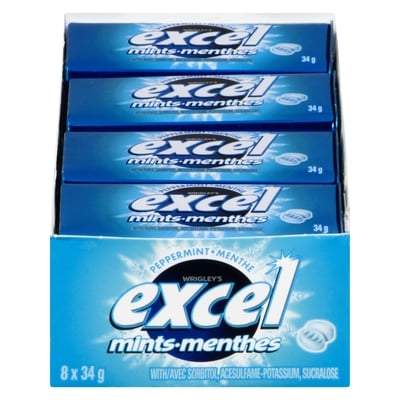 Wrigley’s Menthe poivrée 8x34.0 g, 6,25 $/100g