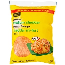 Sans Nom Fromage cheddar râpé mi-fort, format club 900 g, 1,78 $/100g