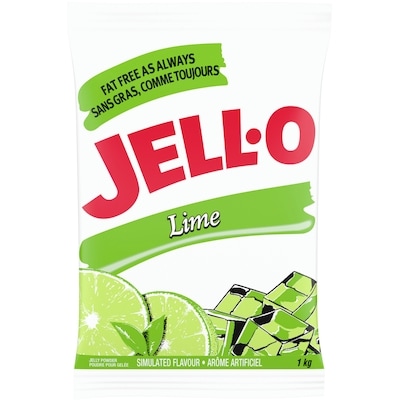 Jell-O Gelée en poudre, lime 1 kg, 1,20 $/100g