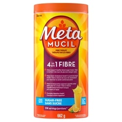 Metamucil Supplément de fibres quotidien, sans sucre, saveur d’orange, poudre d’enveloppe de psyllium, 114 portions 660 g, 5,00 $/100g