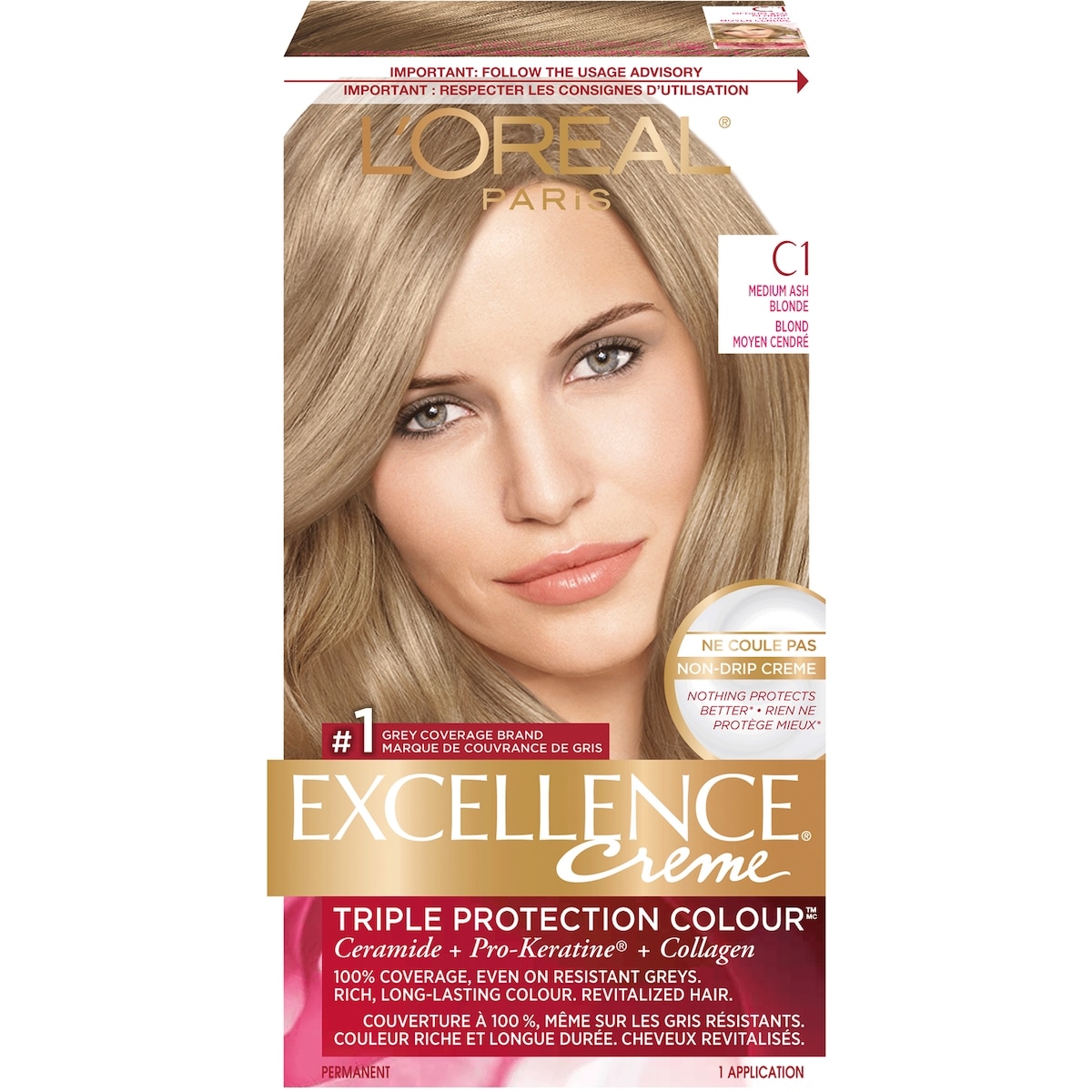 L’Oréal Crème colorante nuance C1 Blond moyen cendré Excellence Crème 1 ea, 11,99 $/1ch