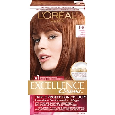 L’Oréal Crème colorante Excellence Crème couleur E46 châtain cuivré rouge 1 ea, 13,11 $/1ch