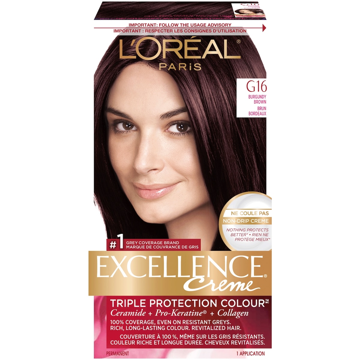 L’Oréal Crème colorante nuance G16 Brun bordeaux Excellence Crème 1 ea, 11,99 $/1ch