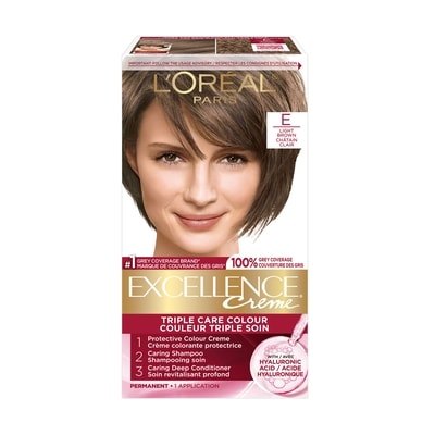 L'Oreal Paris Excellence CrĆØme Hair Dye, Permanent Hair Color E Light Brown 1 ea, $13.11/1ea