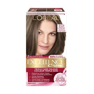 L'Oreal Paris Excellence Crème Hair Dye, Permanent Hair Color E01 Natural Light Ash Brown 1 ea, $13.11/1ea