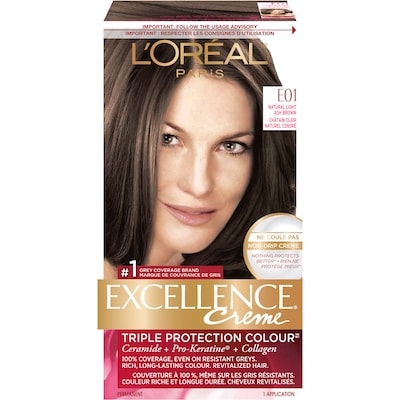L’Oréal Colorant capillaire Excellence Crème E01 châtain clair cendré naturel 1 ea, 15,00 $/1ch