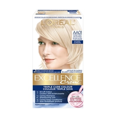 L'Oreal Paris Excellence Crème Hair Dye, Permanent Hair Color AA01 Ultra Light Ash Blonde 1 ea, $13.11/1ea