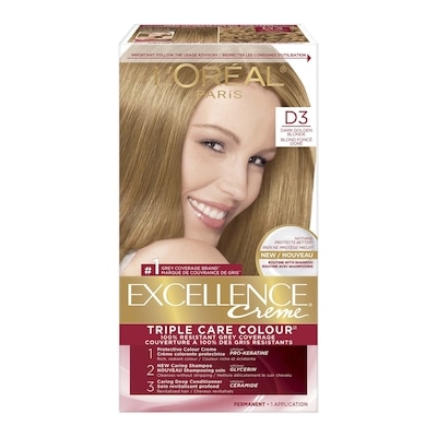 L’Oréal Colorant capillaire nuance D3 Blond foncé doré Excellence Crème 1 ea, 13,49 $/1ch