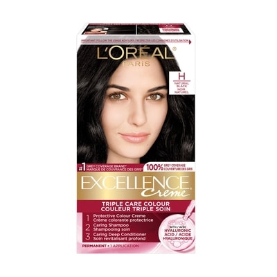 L'Oreal Paris Excellence Crème Hair Dye, Permanent Hair Color H Natural Black 1 ea, $13.11/1ea