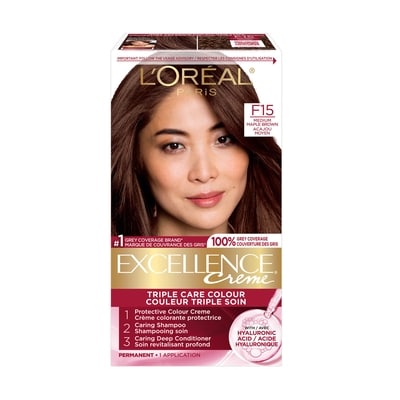 L'Oreal Paris Excellence Crème Hair Dye, Permanent Hair Color F15 Medium Maple Brown 1 ea, $13.11/1ea
