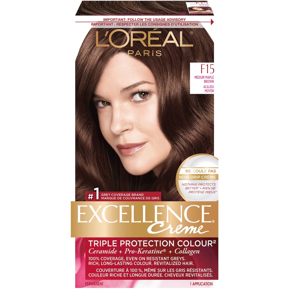 L’Oréal Colorant capillaire nuance F15 Châtain moyen érable Excellence Crème 1 ea, 11,99 $/1ch