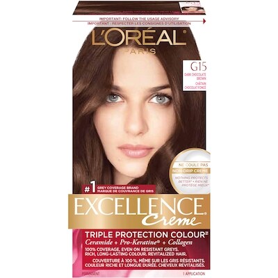 L’Oréal Crème colorante G15 châtain chocolat foncé Excellence Crème Pro-Kératine 1 ea, 12,51 $/1ch