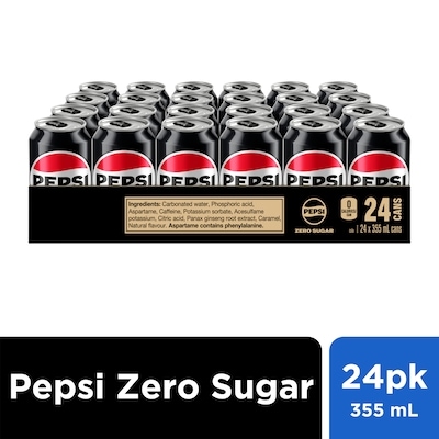 Pepsi Max Zero Sugar Soda 24x355.0 ml, $0.19/100ml