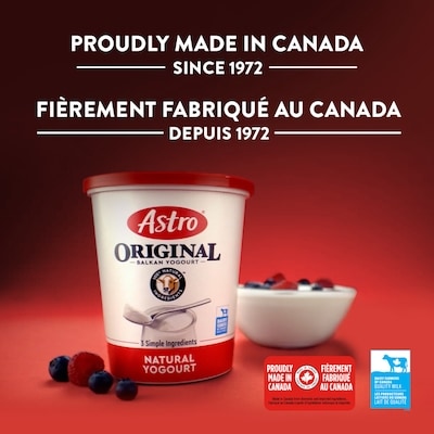 Astro Yogourt Crémeux à la vanille, framboise et pêche 1% 12x100.0 g, 0,52 $/100g